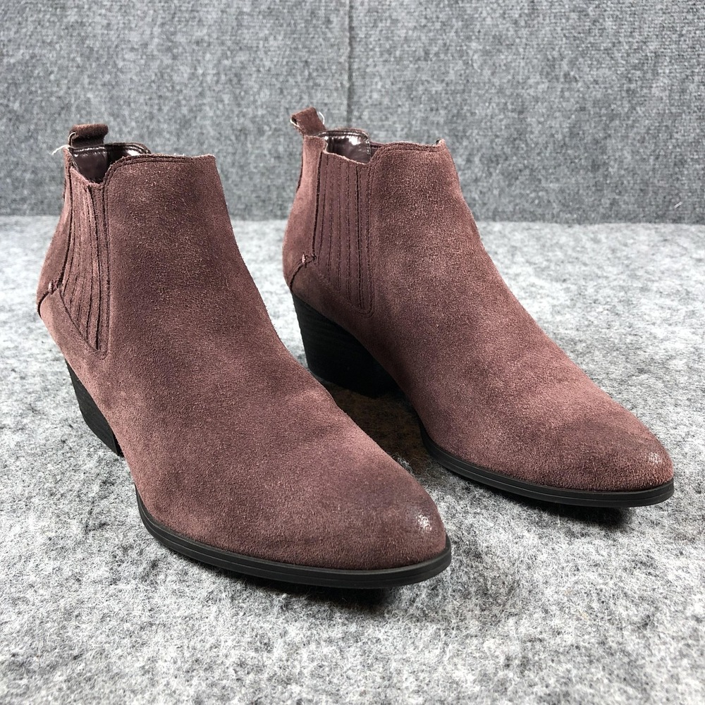 Crown Vintage Chelsea Booties Womens 7.5 Wine Suede Pointed Ankle Boots